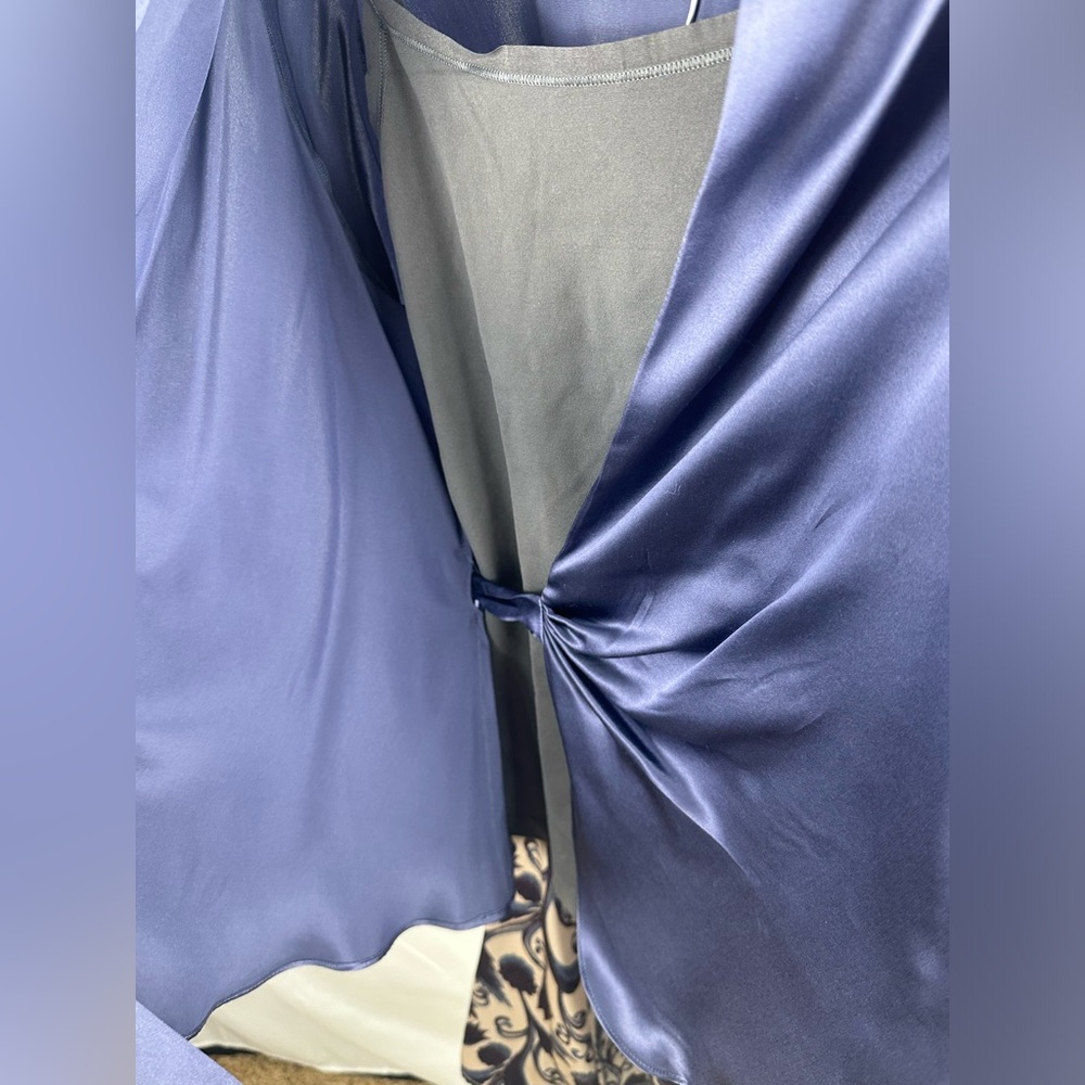 3 Pc Outfit Set Blue Silk Wrap Top Tank Mid Length Paisley Skirt Med(6) Limited - Picture 4 of 8